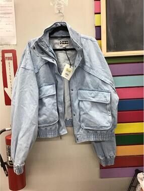 Kbb kahlana womens denim oversized jacket large light wash vintage new target